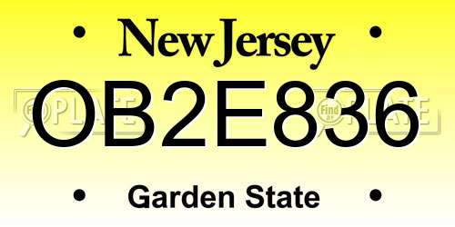OB2E836 New Jersey License Plate