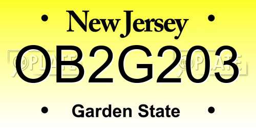 OB2G203 New Jersey License Plate