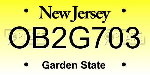 OB2G703 New Jersey License Plate