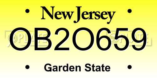 OB2O659 New Jersey License Plate