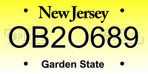 OB2O689 New Jersey License Plate