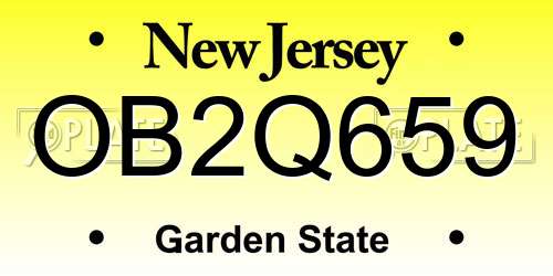 OB2Q659 New Jersey License Plate