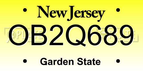 OB2Q689 New Jersey License Plate