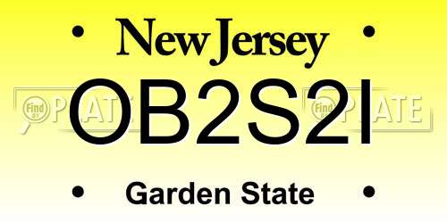 OB2S2I New Jersey License Plate