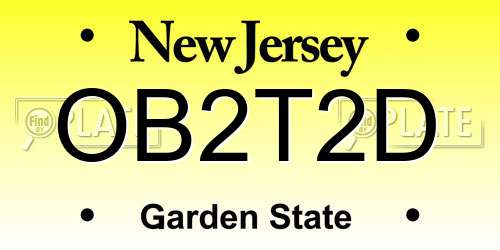 OB2T2D New Jersey License Plate