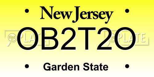 OB2T2O New Jersey License Plate