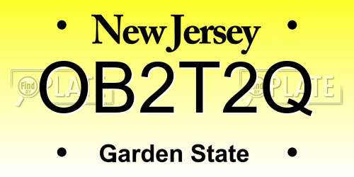 OB2T2Q New Jersey License Plate