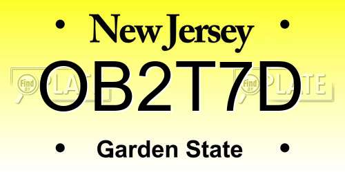 OB2T7D New Jersey License Plate