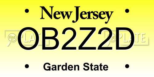 OB2Z2D New Jersey License Plate