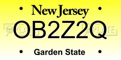 OB2Z2Q New Jersey License Plate