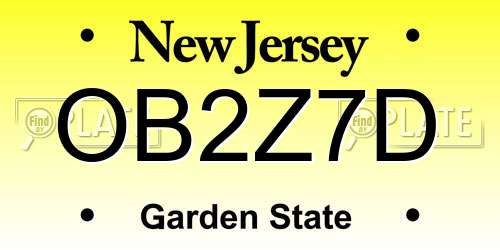 OB2Z7D New Jersey License Plate