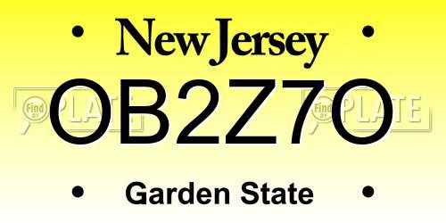OB2Z7O New Jersey License Plate