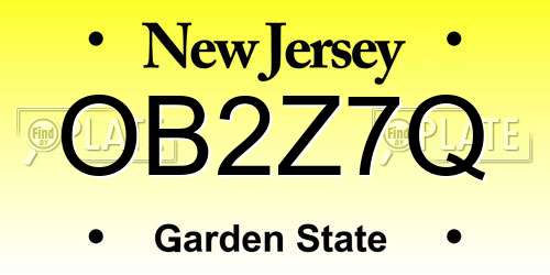 OB2Z7Q New Jersey License Plate
