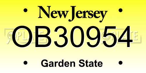 OB30954 New Jersey License Plate