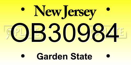 OB30984 New Jersey License Plate