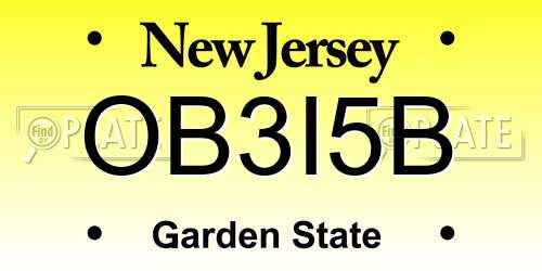 OB3I5B New Jersey License Plate