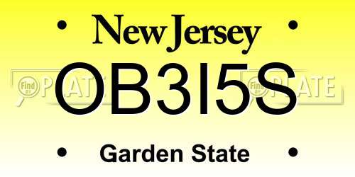 OB3I5S New Jersey License Plate