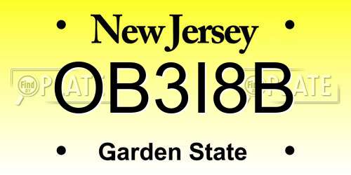 OB3I8B New Jersey License Plate