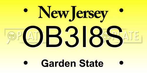 OB3I8S New Jersey License Plate