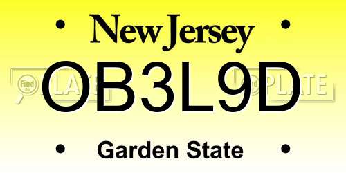 OB3L9D New Jersey License Plate