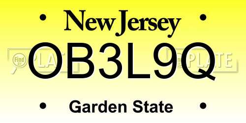 OB3L9Q New Jersey License Plate