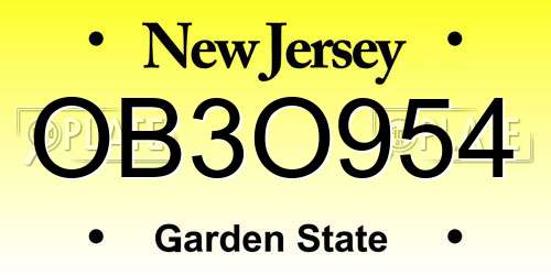 OB3O954 New Jersey License Plate