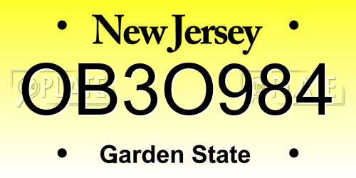 OB3O984 New Jersey License Plate