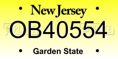 OB40554 New Jersey License Plate