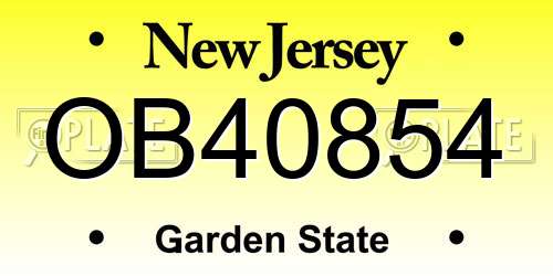 OB40854 New Jersey License Plate