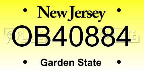 OB40884 New Jersey License Plate