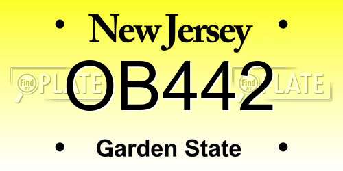 OB442 New Jersey License Plate