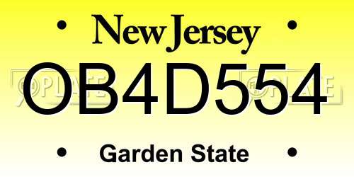 OB4D554 New Jersey License Plate