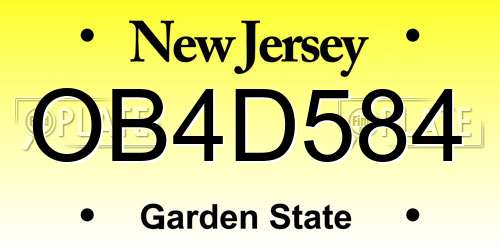 OB4D584 New Jersey License Plate