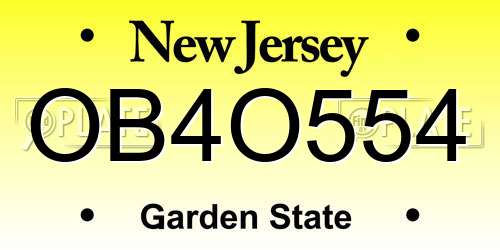 OB4O554 New Jersey License Plate
