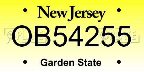OB54255 New Jersey License Plate