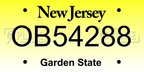 OB54288 New Jersey License Plate
