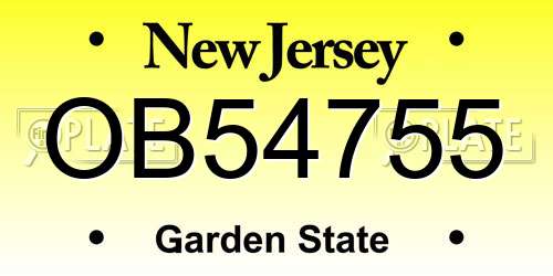 OB54755 New Jersey License Plate
