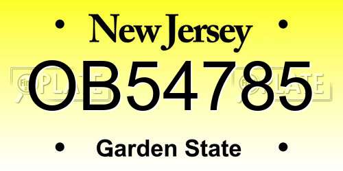OB54785 New Jersey License Plate