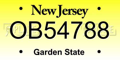 OB54788 New Jersey License Plate