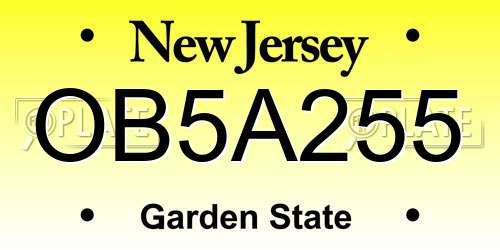 OB5A255 New Jersey License Plate