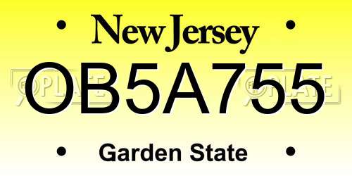 OB5A755 New Jersey License Plate