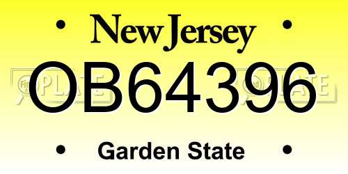 OB64396 New Jersey License Plate