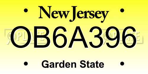 OB6A396 New Jersey License Plate