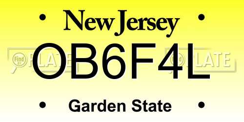 OB6F4L New Jersey License Plate
