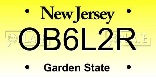 OB6L2R New Jersey License Plate