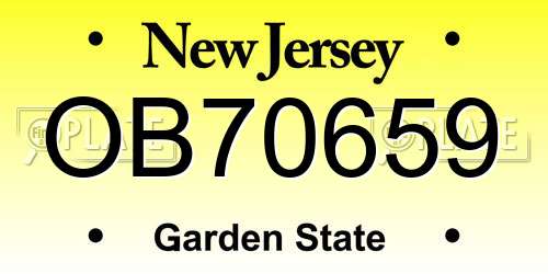 OB70659 New Jersey License Plate