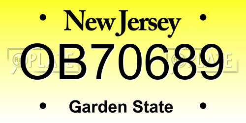 OB70689 New Jersey License Plate