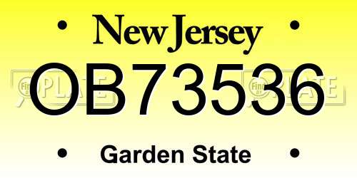 OB73536 New Jersey License Plate