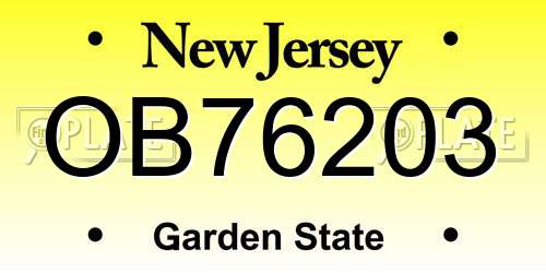 OB76203 New Jersey License Plate