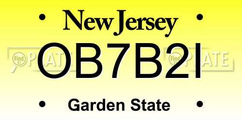 OB7B2I New Jersey License Plate